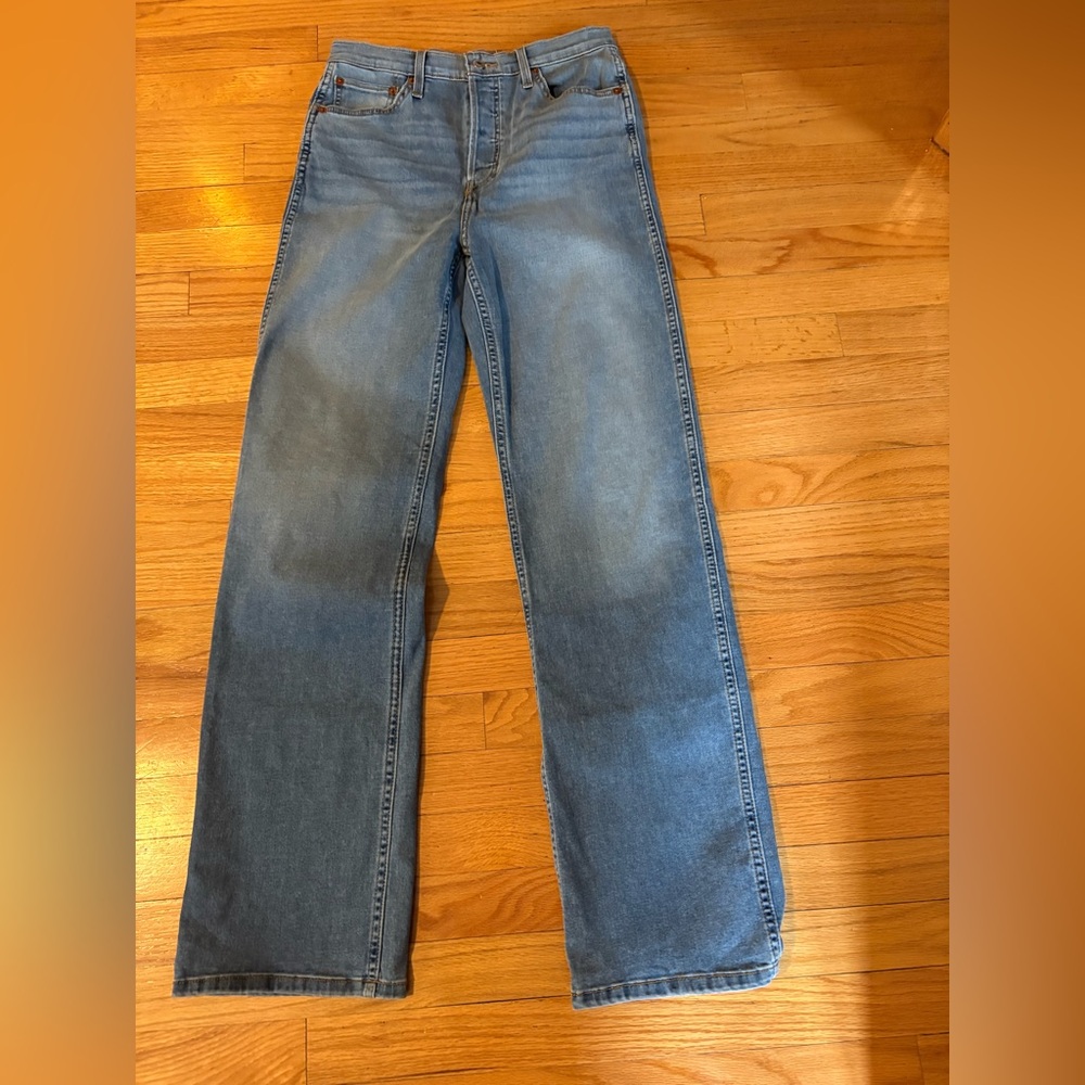 Re/Done Light Blue Women's Comfort Stretch Wide Leg Jeans